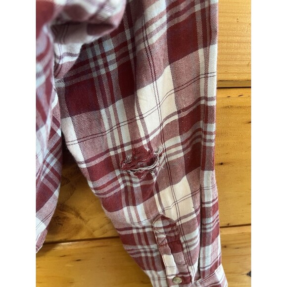 American Eagle Womens Long Sleeve Button Down Hooded Flannel Distressed XS - Picture 5 of 6